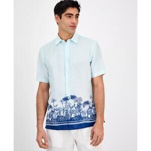 Club Room Button-Down Linen Shirt Tropical Sunset Regular-Fit Printed Size XXL